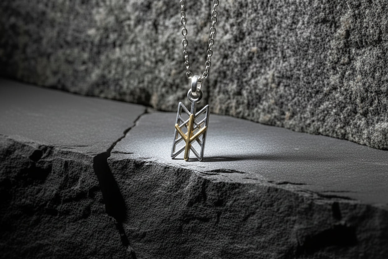 vkngjewelry Pendant Gold Celtic Pendant With Algiz Rune