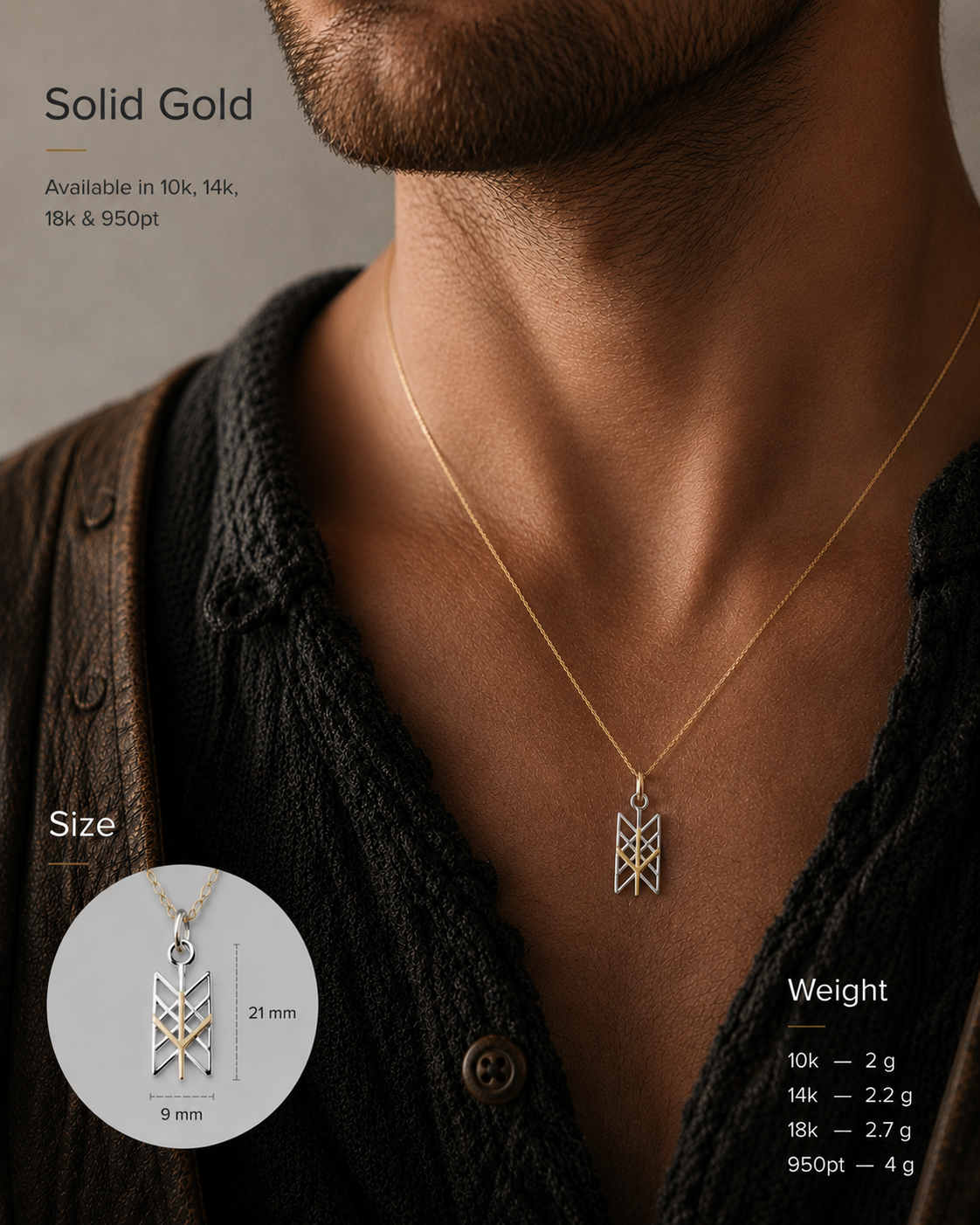 vkngjewelry Pendant Gold Celtic Pendant With Algiz Rune