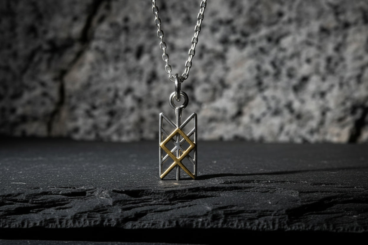 vkngjewelry Pendant Gold Celtic Pendant With Othala Rune