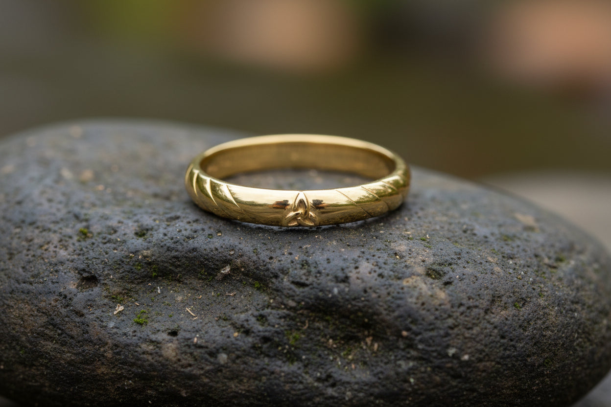 vkngjewelry Ring Gold Celtic Trinity Knot Ring, Twisted Band Viking Jewelry