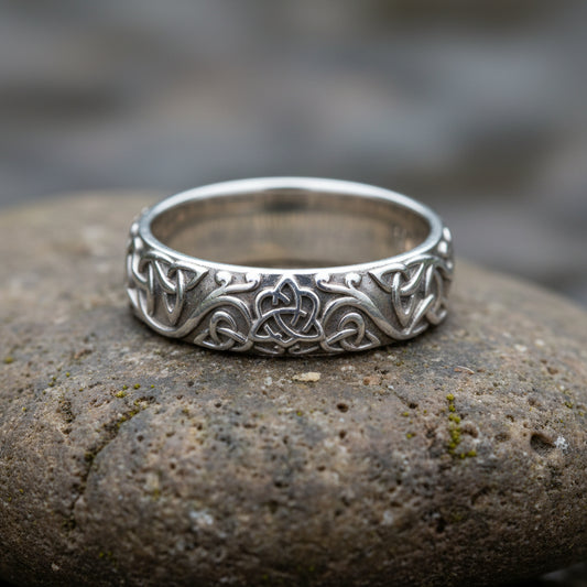 vkngjewelry Ring Gold Intricate Celtic Weave Ring, Handmade Norse Wedding Band