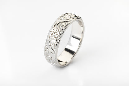 vkngjewelry Ring Gold Intricate Celtic Weave Ring, Handmade Norse Wedding Band