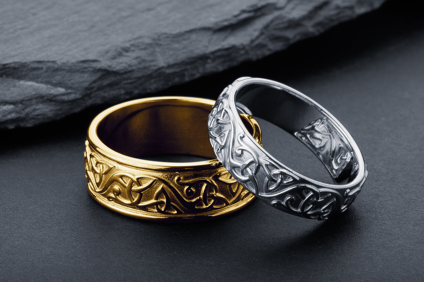 vkngjewelry Ring Gold Intricate Celtic Weave Ring, Handmade Norse Wedding Band
