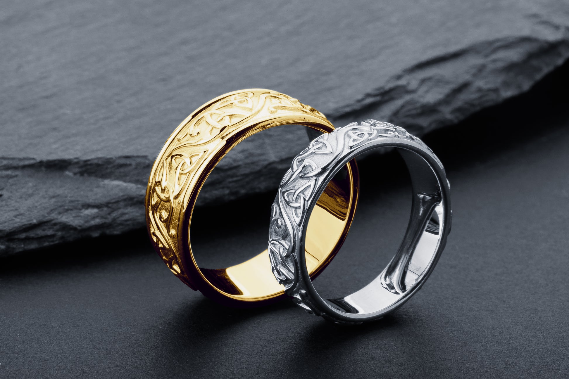 vkngjewelry Ring Gold Intricate Celtic Weave Ring, Handmade Norse Wedding Band