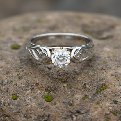 vkngjewelry Ring Gold Norse Wedding Ring with Topaz, Handcrafted Symbol Ring