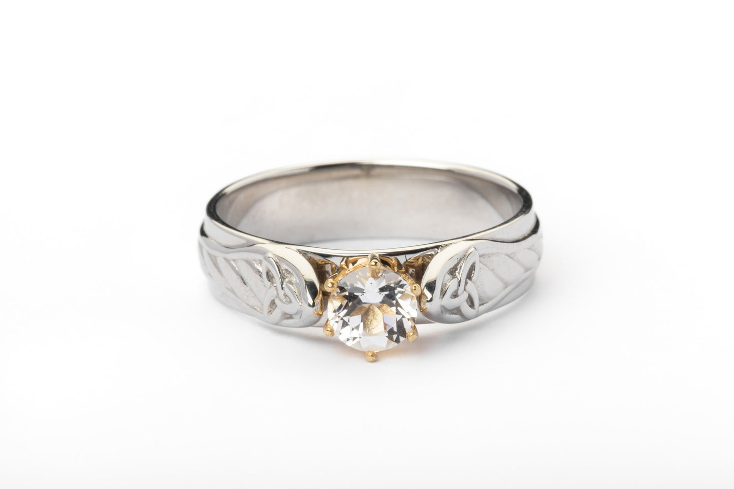 vkngjewelry Ring Gold Norse Wedding Ring with Topaz, Handcrafted Symbol Ring
