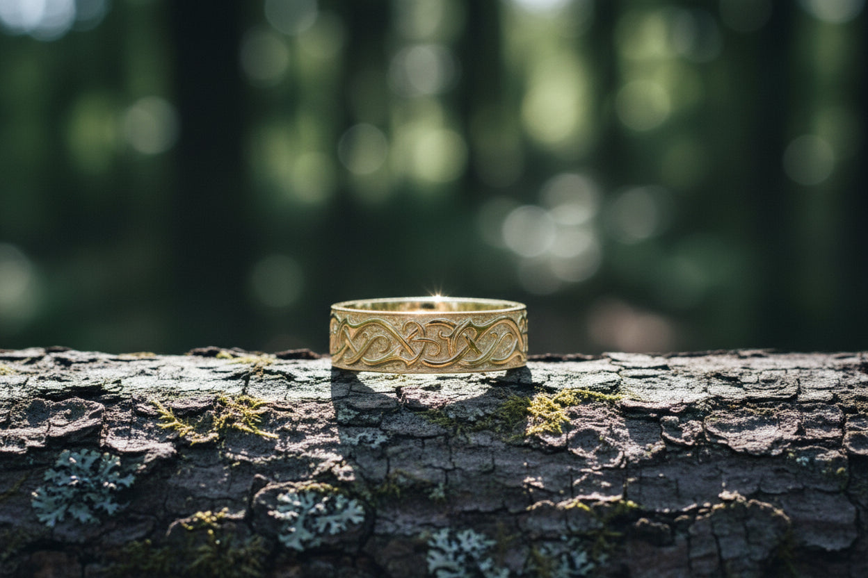 vkngjewelry Ring Handcrafted JÖRMUNGANDR Ornament Ring Gold