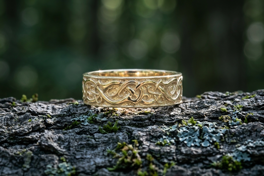 vkngjewelry Ring Handcrafted JÖRMUNGANDR Ornament Ring Gold