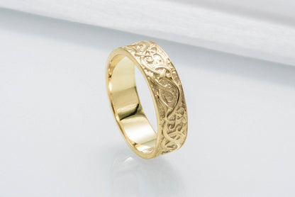 vkngjewelry Ring Handcrafted JÖRMUNGANDR Ornament Ring Gold