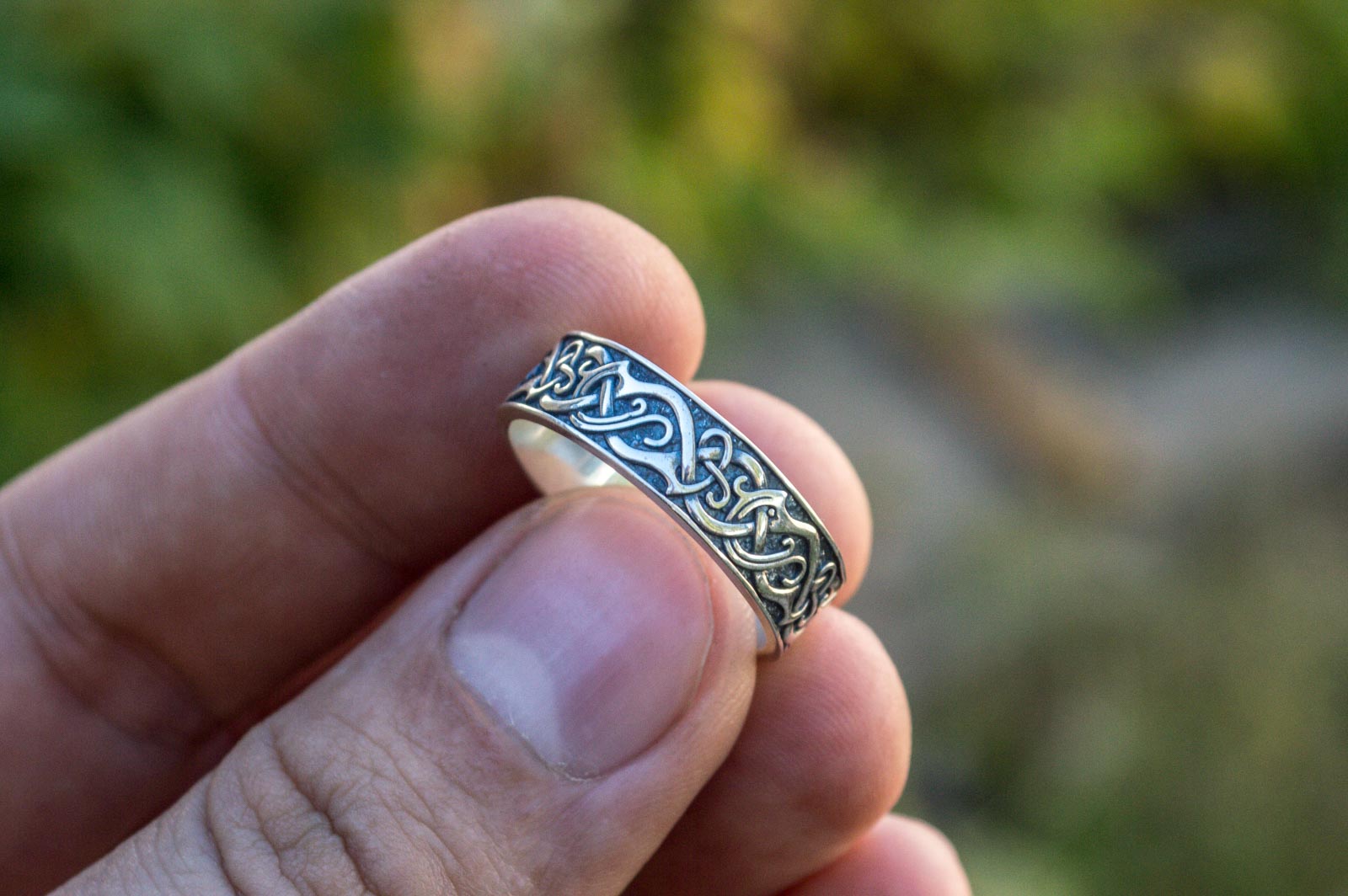 vkngjewelry Ring Handcrafted JÖRMUNGANDR Ornament Ring Gold