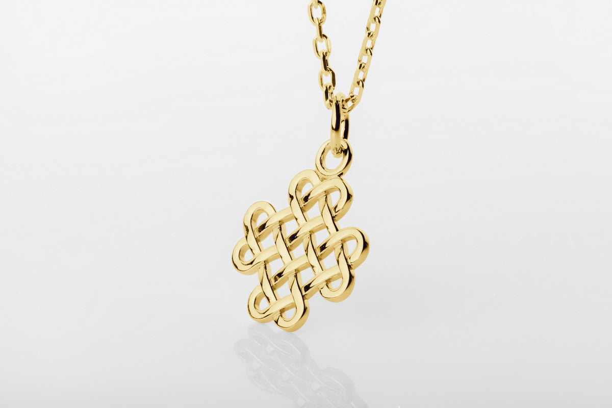 vkngjewelry Pendant Gold Shamrock Pendant With Handmade Celtic Knots