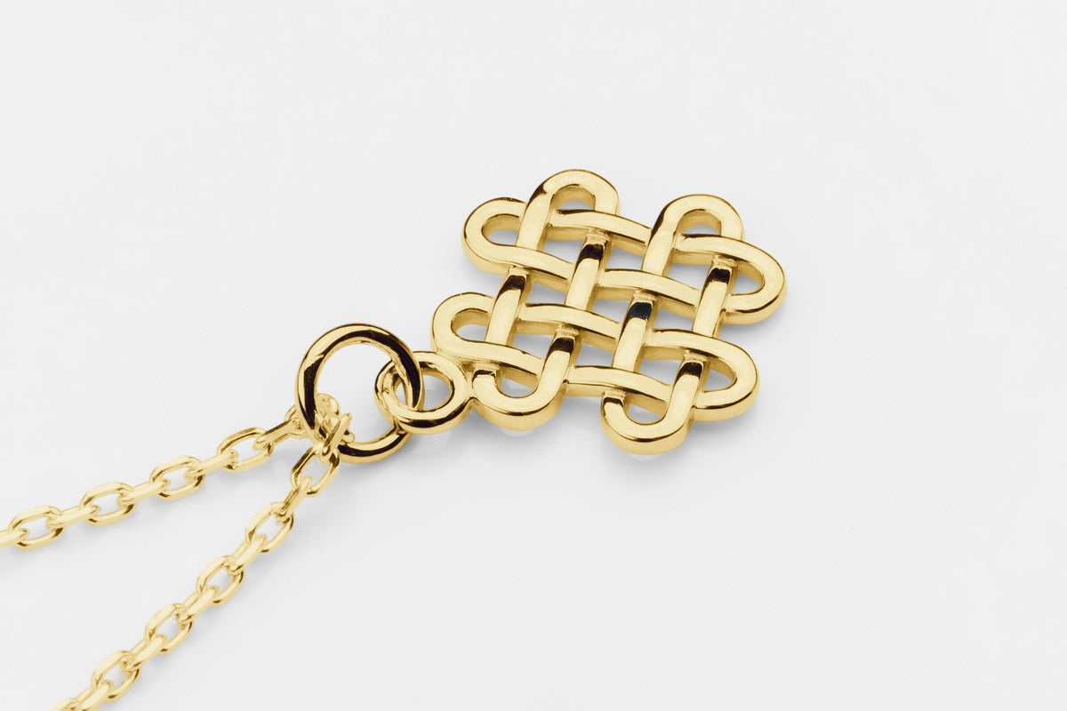 vkngjewelry Pendant Gold Shamrock Pendant With Handmade Celtic Knots