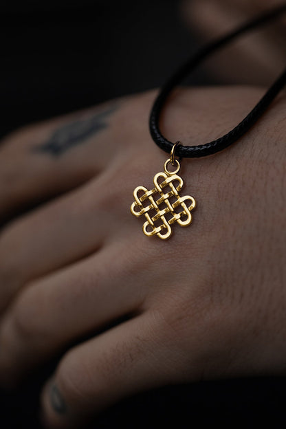 vkngjewelry Pendant Gold Shamrock Pendant With Handmade Celtic Knots