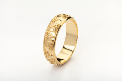 vkngjewelry Ring Gold Triquetra Band, Handcrafted Norse Mythology Jewelry