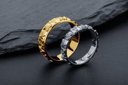 vkngjewelry Ring Gold Triquetra Band, Handcrafted Norse Mythology Jewelry