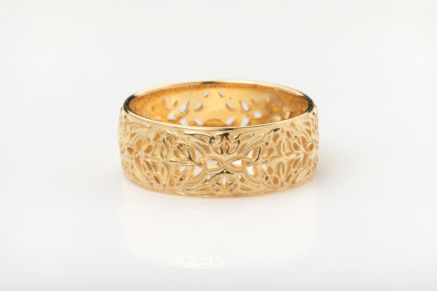 vkngjewelry Ring Gold Triquetra Wedding Band, Handcrafted Norse Jewelry