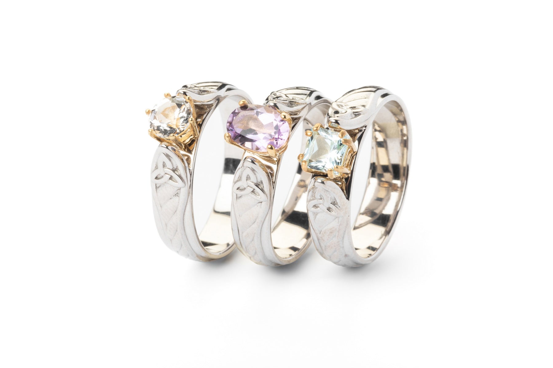 vkngjewelry Ring Gold Wedding Ring with Aqua Topaz, Nordic Style Handcrafted Jewelry