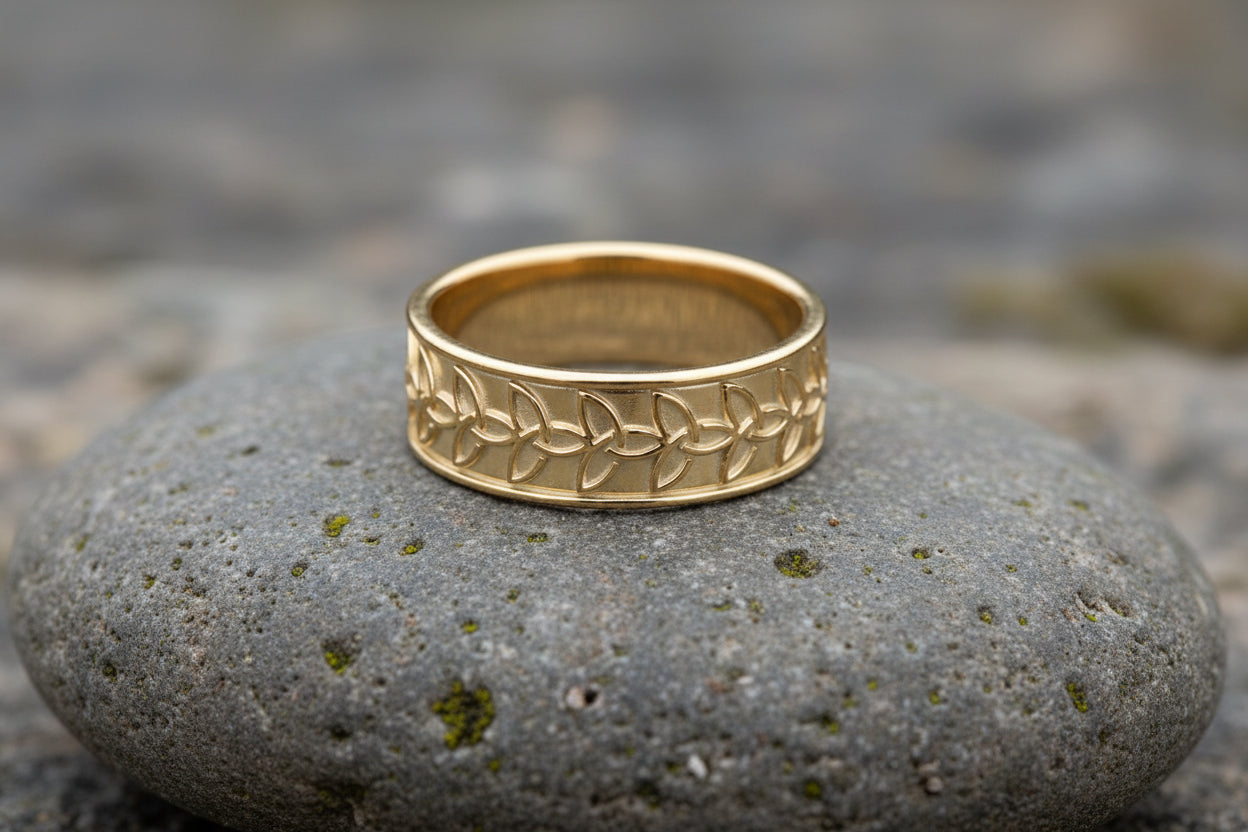 vkngjewelry Ring Golden Braided Knot Ring, Artisan Celtic Jewelry Design