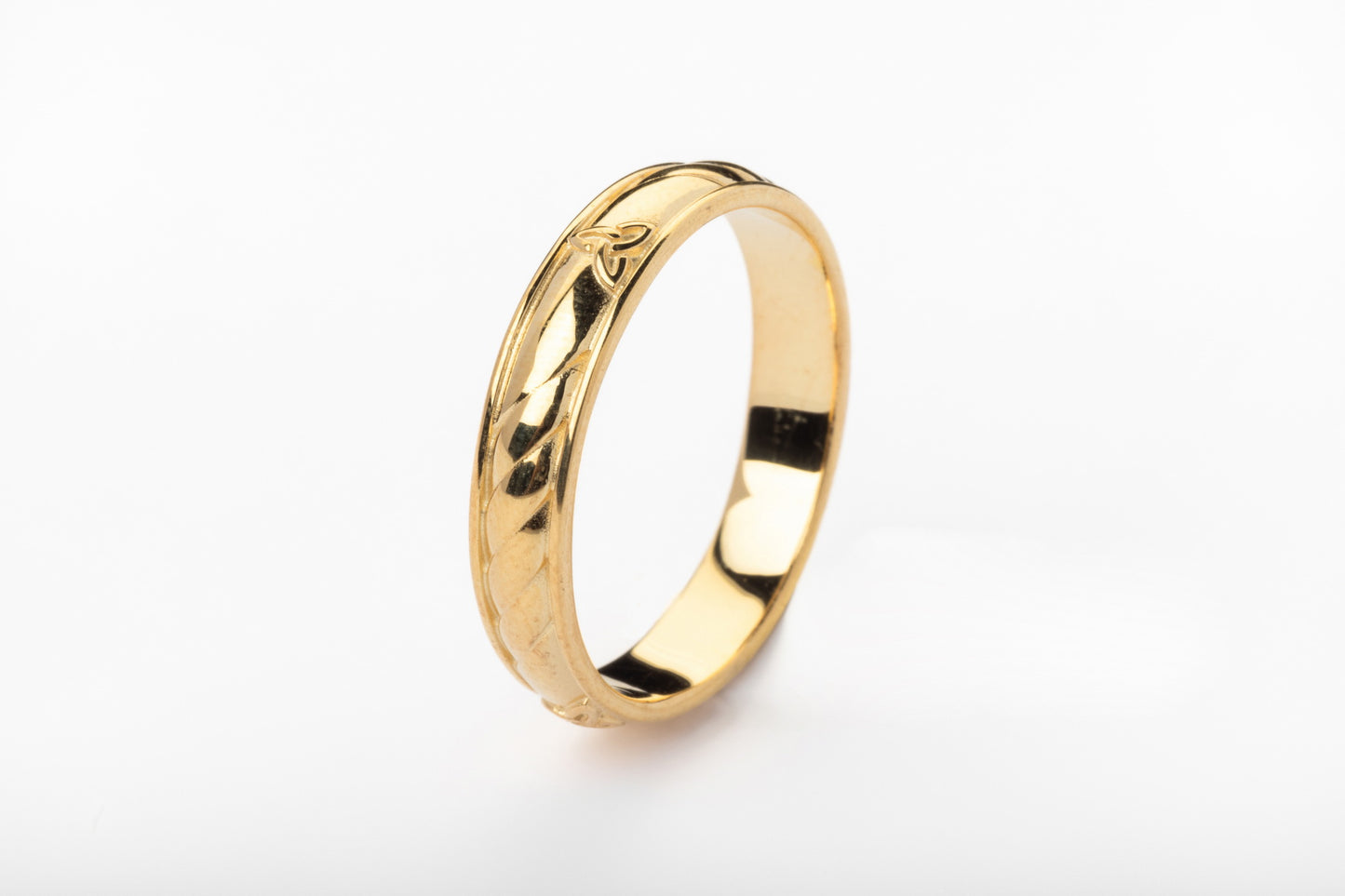 vkngjewelry Ring Golden Celtic Triquetra Ring, Twisted Band Norse Wedding Jewelry