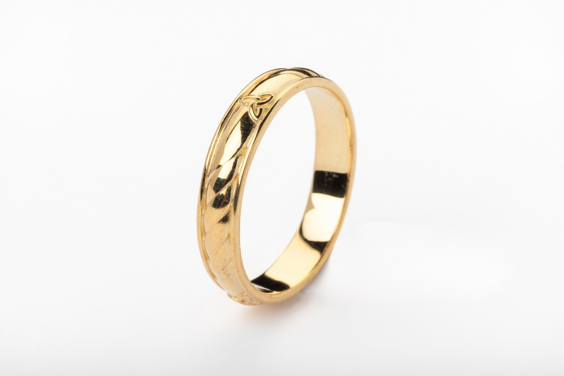 vkngjewelry Ring Golden Celtic Triquetra Ring, Twisted Band Norse Wedding Jewelry