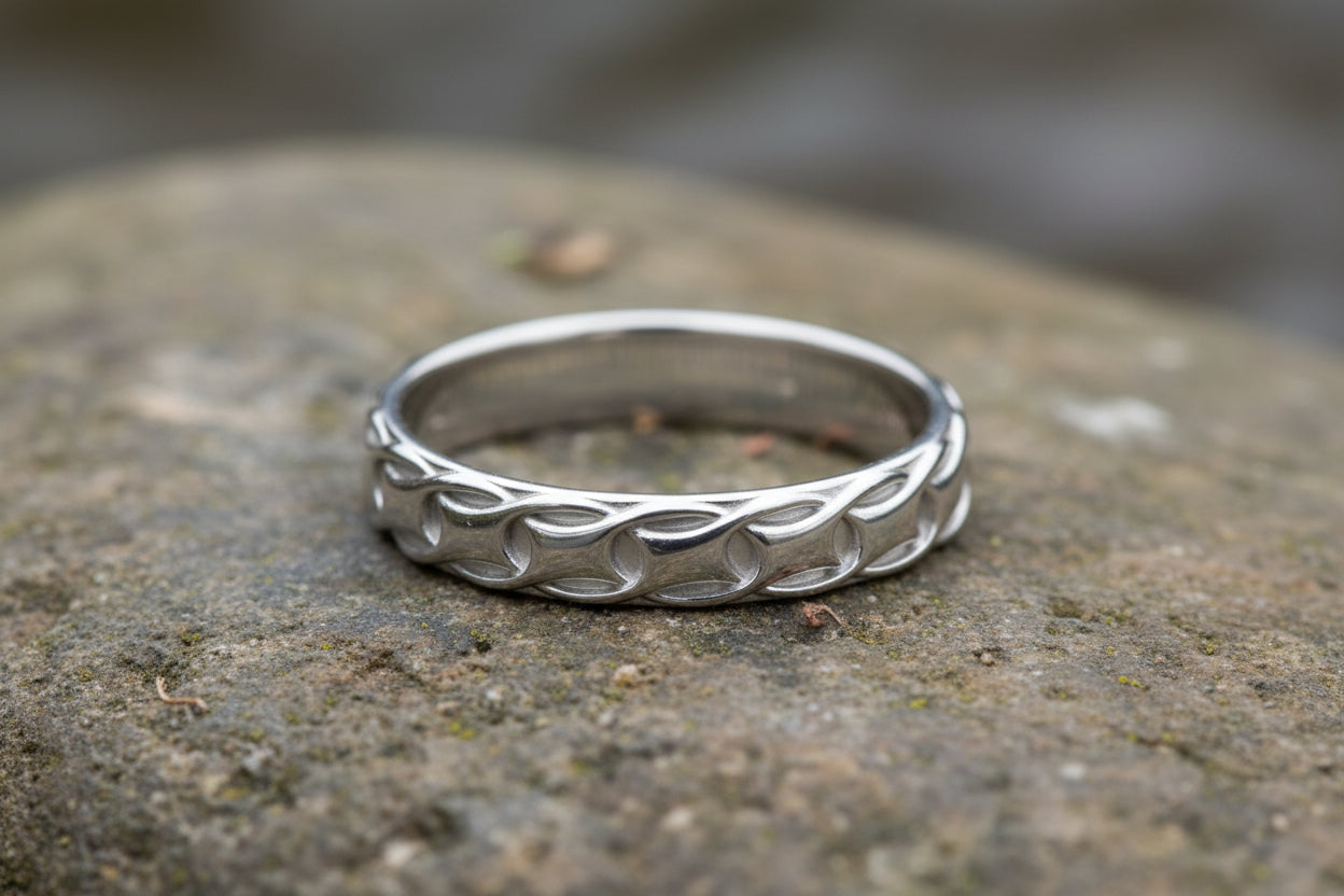 vkngjewelry Ring Golden Infinity Knot Pattern Ring, Handmade Scandinavian Jewelry