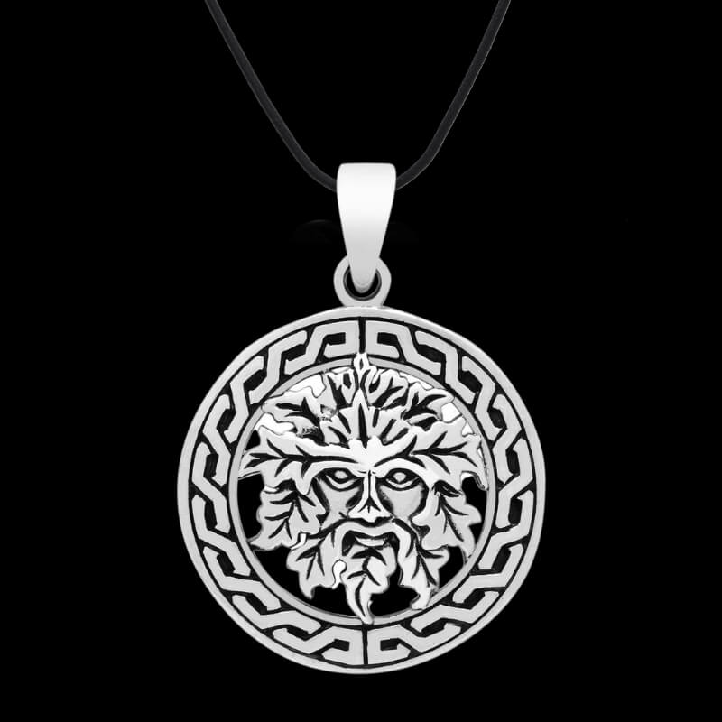 vkngjewelry Pendant Green Man Celtic Pagan Pendant 925 Sterling Silver