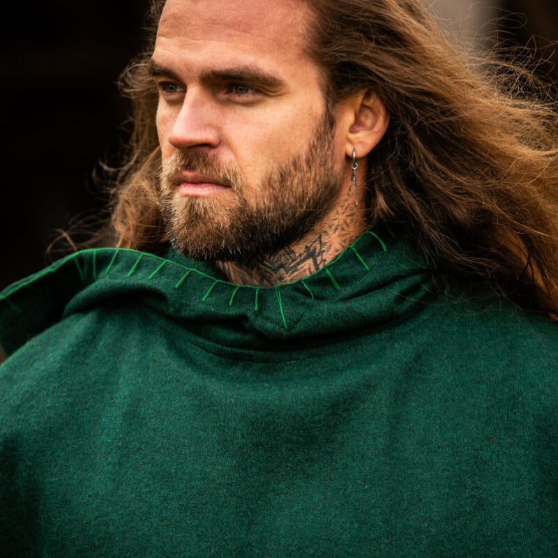 vkngjewelry Apparel & Accessories Gugel Viking “Egill” With Green Embroidery