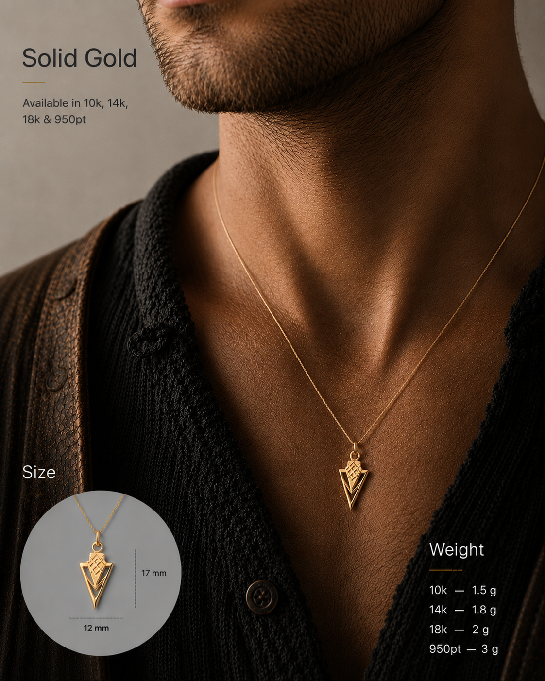 vkngjewelry Pendant Gungnir Spear Gold Pendant
