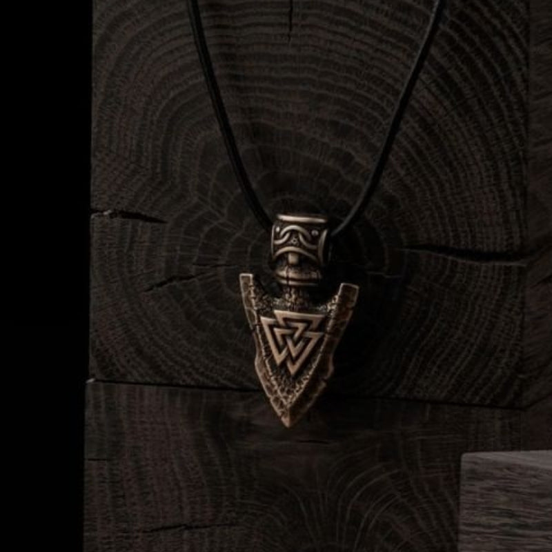 vkngjewelry Pendant Bronze Valknut Odin's Spear Gungnir