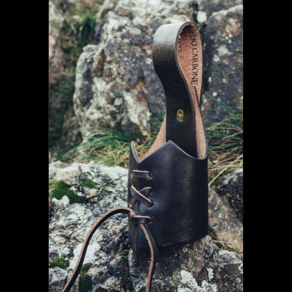 vkngjewelry Apparel & Accessories "Hakon” Leather Viking Drinking Horn Holder Black