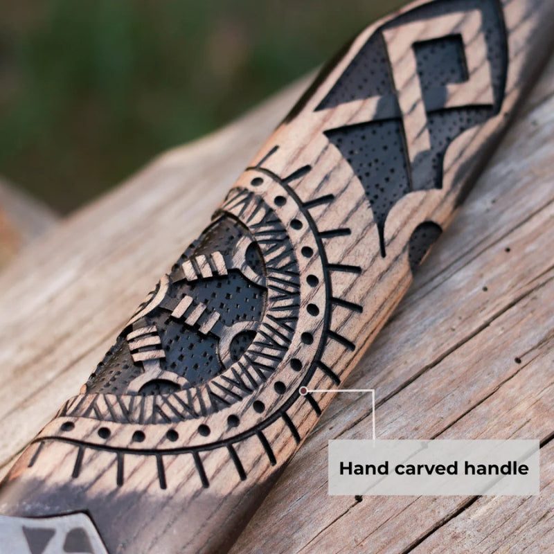 vkngjewelry hache Hand Forged Axe “OTHALA” With Leather Cover