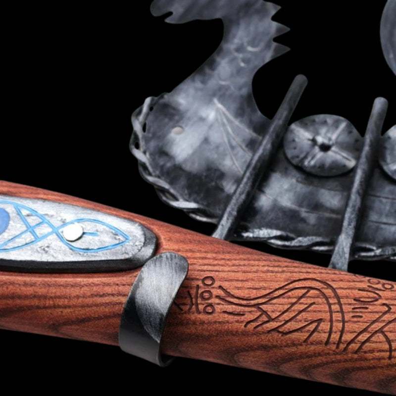 vkngjewelry hache Hand Forged Axe “OTHALA” With Leather Cover