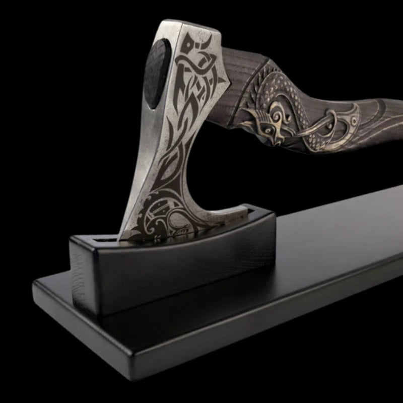vkngjewelry hache Hand Forged Axe “OTHALA” With Leather Cover