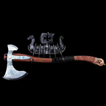 vkngjewelry hache Hand Forged Axe “OTHALA” With Leather Cover