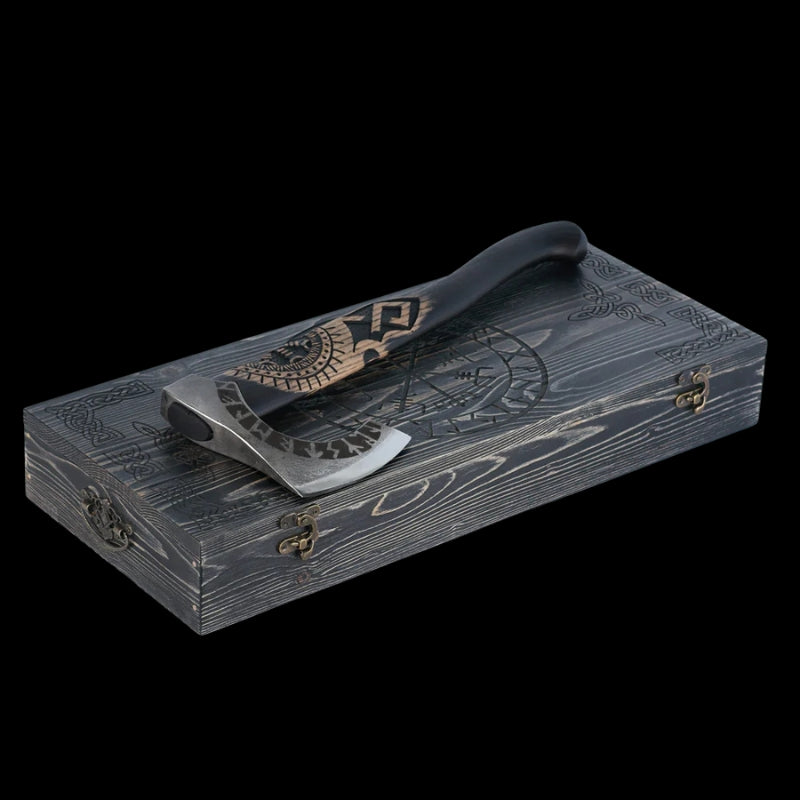 vkngjewelry hache Hand Forged Axe “OTHALA” With Leather Cover