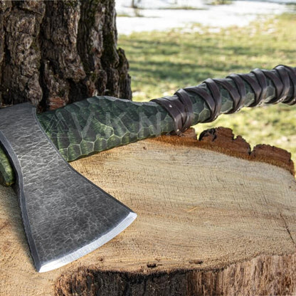 vkngjewelry hache Hand Forged Axe "Sump Starr" With Leather Cover