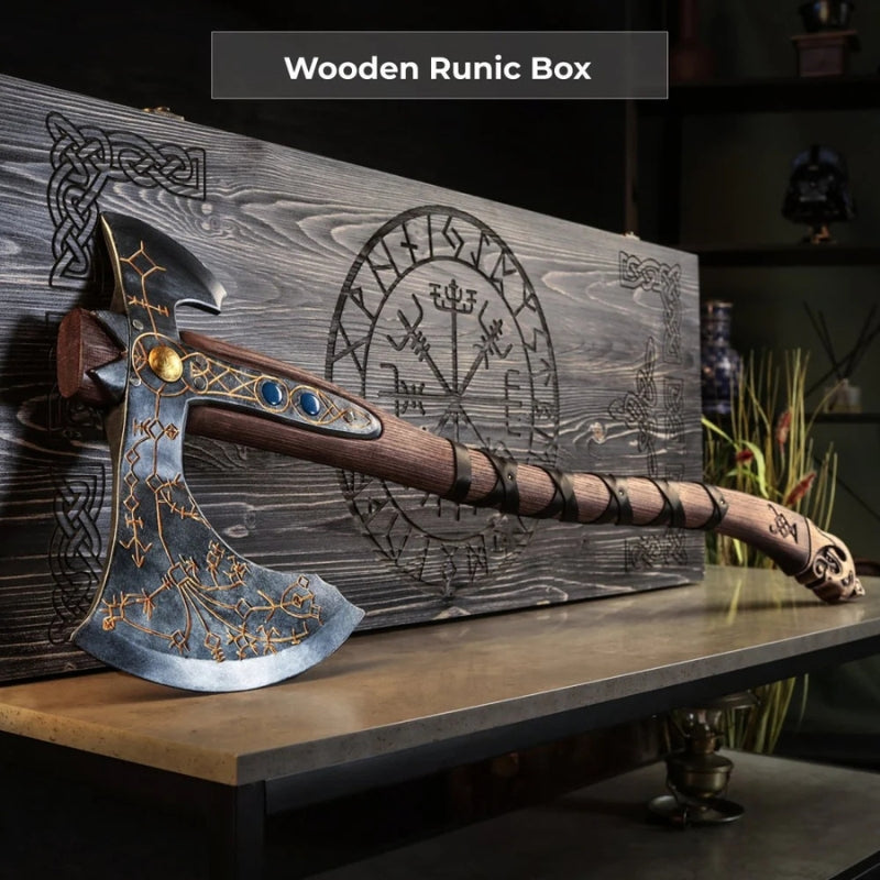 vkngjewelry hache Hand-forged Leviathan Axe With Leather Wrap