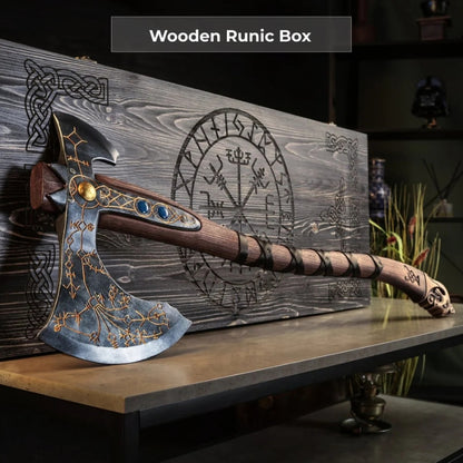 vkngjewelry hache Hand-forged Leviathan Axe With Leather Wrap