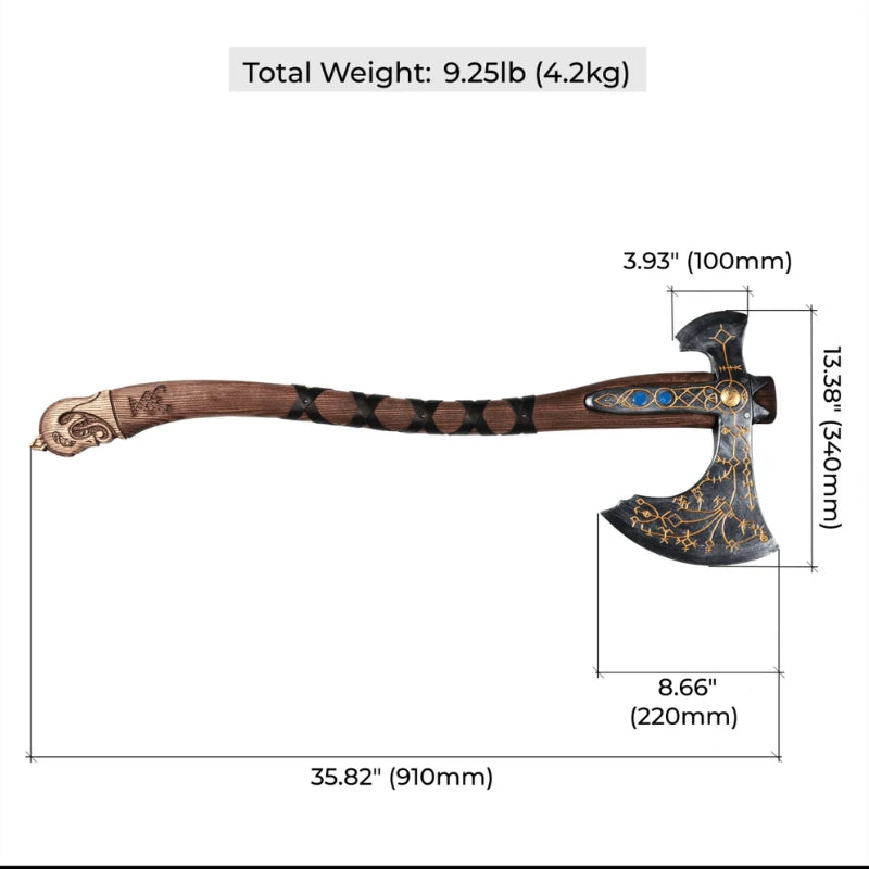 vkngjewelry hache Hand-forged Leviathan Axe With Leather Wrap