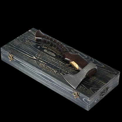 vkngjewelry hache Hand Forged Viking Axe "Veles" With Leather Wrap On The Handle