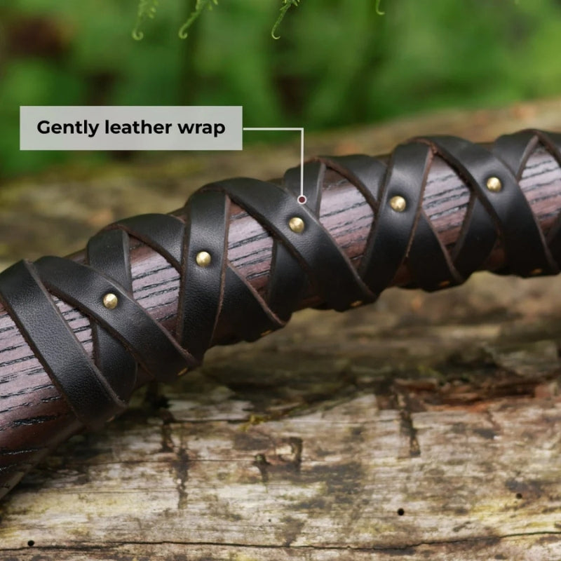 vkngjewelry hache Hand Forged Viking Axe "Veles" With Leather Wrap On The Handle