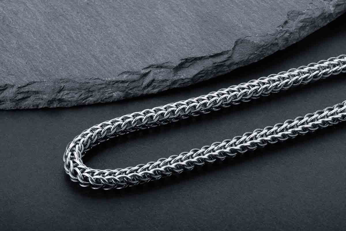 vkngjewelry Chain Handcrafted 925 Silver Chain with Wolf heads,solid chain