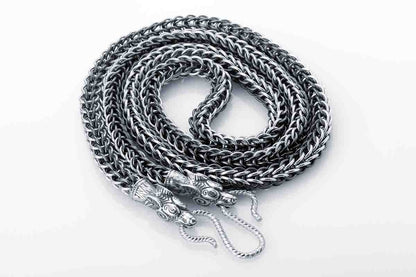 vkngjewelry Chain Handcrafted 925 Silver Chain with Wolf heads,solid chain