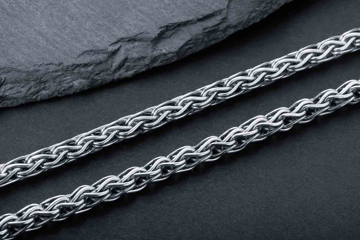 vkngjewelry Chain Handcrafted 925 Silver Viking Chain with Wolf Tips, Norse Jewelry