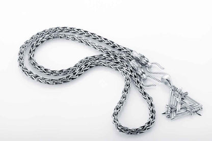 vkngjewelry Chain Handcrafted 925 Silver Viking Chain with Wolf Tips, Norse Jewelry