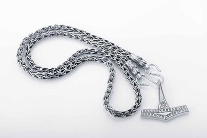 vkngjewelry Chain Handcrafted 925 Silver Viking Chain with Wolf Tips, Norse Jewelry