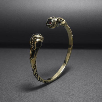 vkngjewelry Bracelet Handcrafted Armring Ravens skulls with Gems
