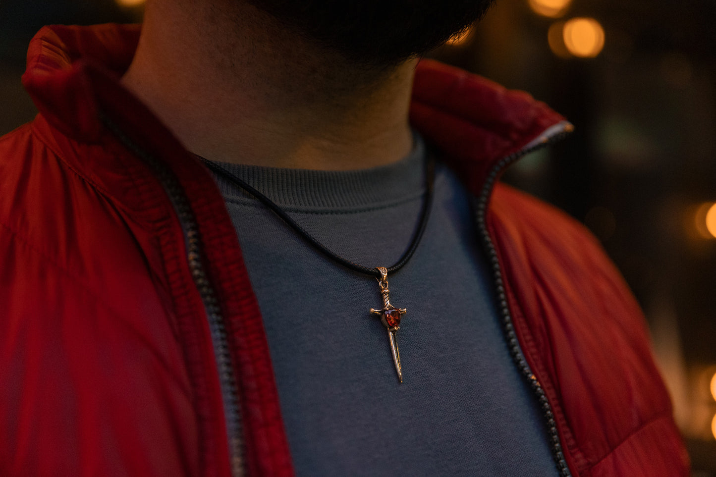 vkngjewelry Pendant Handcrafted Brass Dagger Pendant with Cubic Zirconia