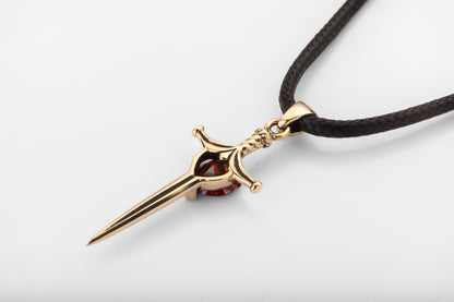 vkngjewelry Pendant Handcrafted Brass Dagger Pendant with Cubic Zirconia