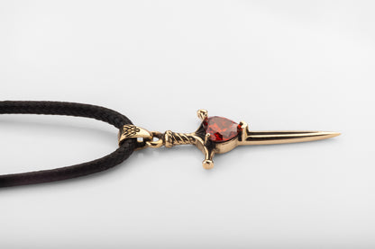 vkngjewelry Pendant Handcrafted Brass Dagger Pendant with Cubic Zirconia